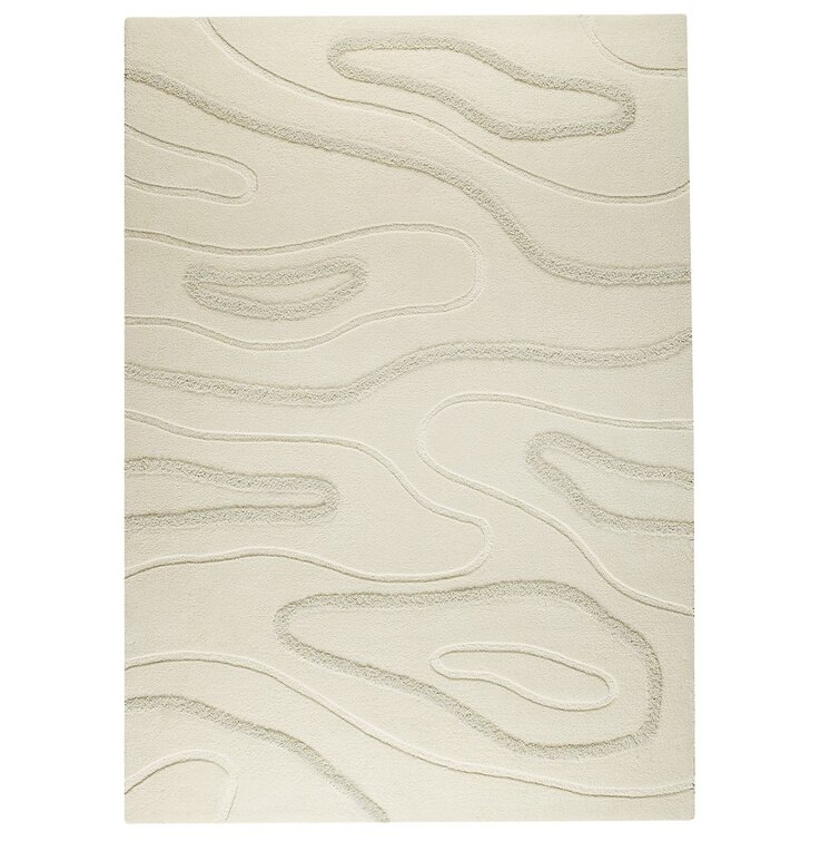 Lubbers Abstract Hand Tufted Wool Cotton Beige Area Rug